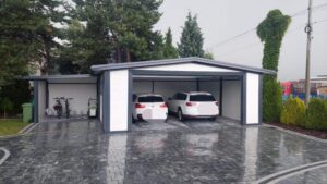 Garaż dwustanowiskowy z płyty warstwowej firmy Garage Delux