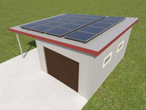 Garaż ocieplany 35m2 z boczną wiatą - projekt